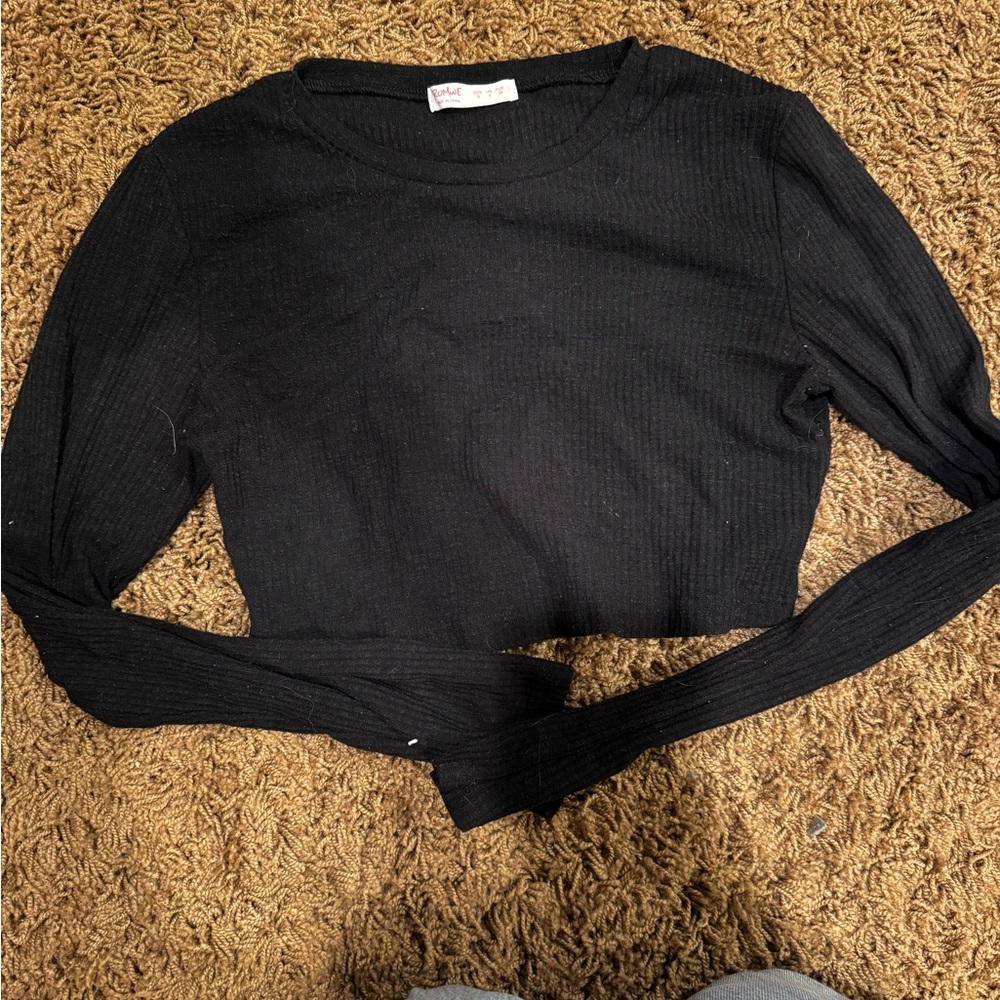 ROMWE Black Ribbed Knit Top